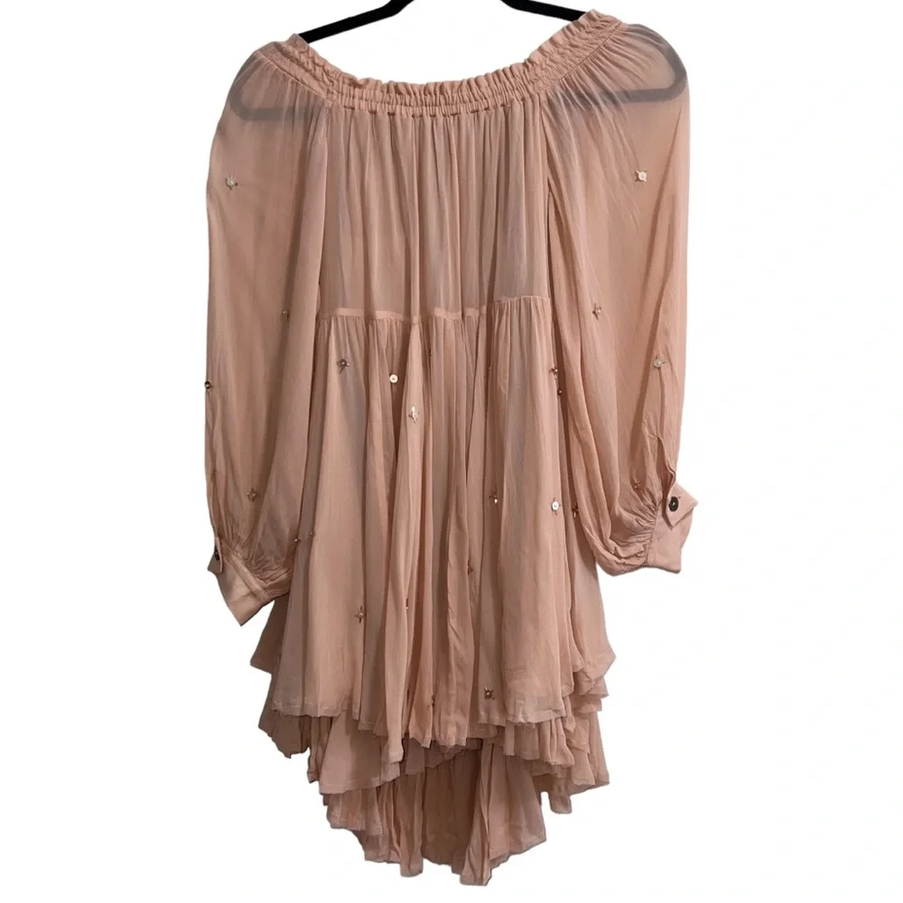 NEW NWT Free People Off The Shoulder Embellished Moon Gleam Dress Rose Smoke - Picture 7 of 10